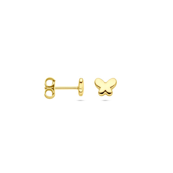 oorknoppen vlinder 5 mm 14K geelgoud - Afbeelding 3