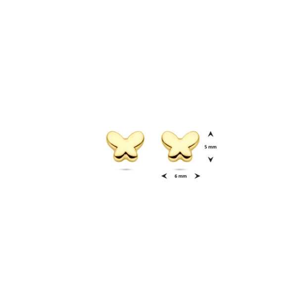 oorknoppen vlinder 5 mm 14K geelgoud - Afbeelding 4