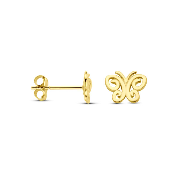 oorknoppen vlinder 5,5 mm 14K geelgoud - Afbeelding 3