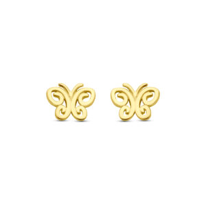 oorknoppen vlinder 5,5 mm 14K geelgoud