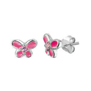 oorknoppen vlinder zilver wit