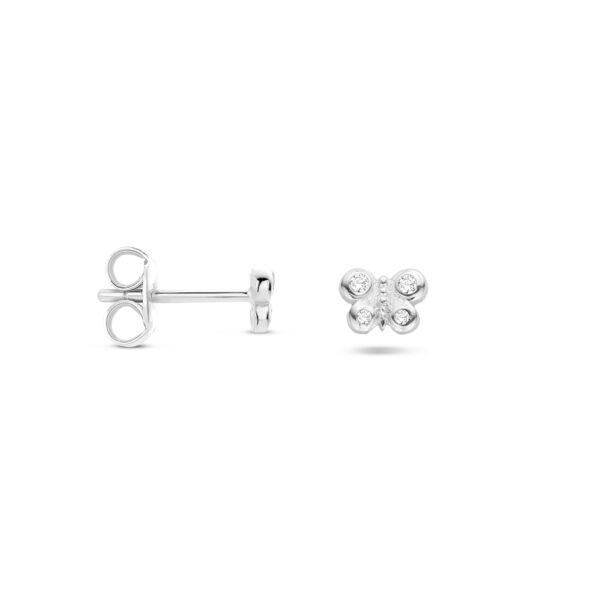 oorknoppen vlinder zirkonia zilver gerhodineerd - Afbeelding 3