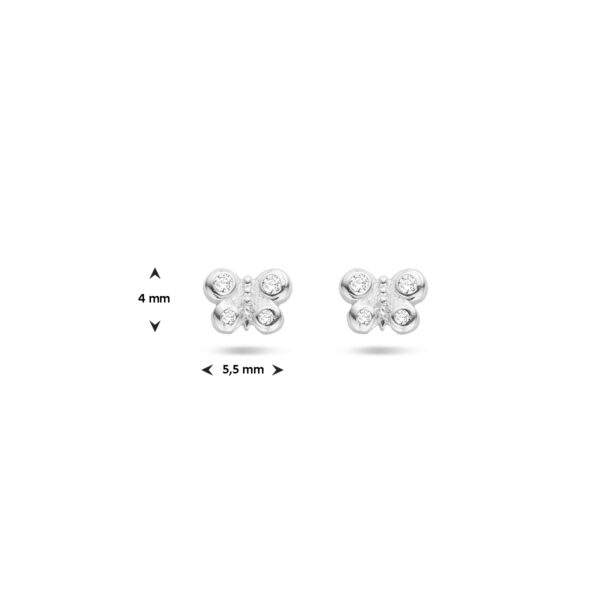 oorknoppen vlinder zirkonia zilver gerhodineerd - Afbeelding 4