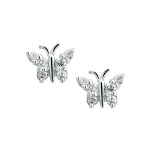 oorknoppen vlinder zirkonia zilver wit