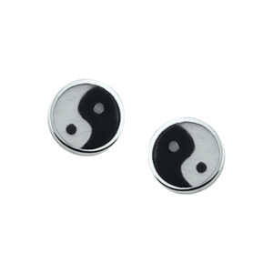 oorknoppen yin/yang zilver wit