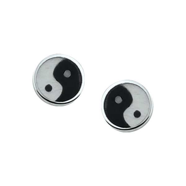 oorknoppen yin/yang zilver wit