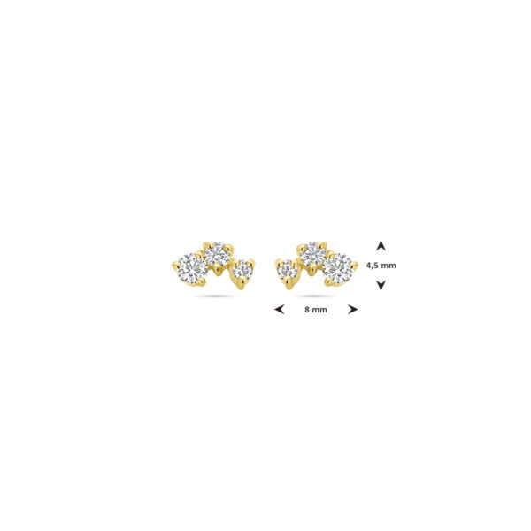 oorknoppen zirkonia 1 micron zilver verguld (geel) - Afbeelding 4