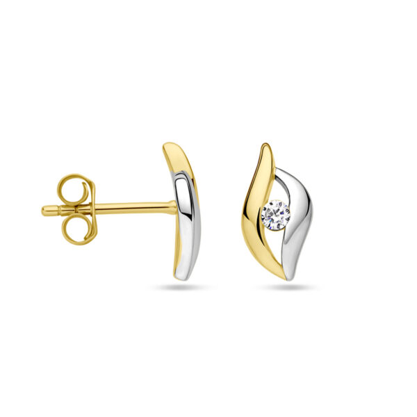 oorknoppen zirkonia 1 micron zilver verguld (geel/rhodium) - Afbeelding 3