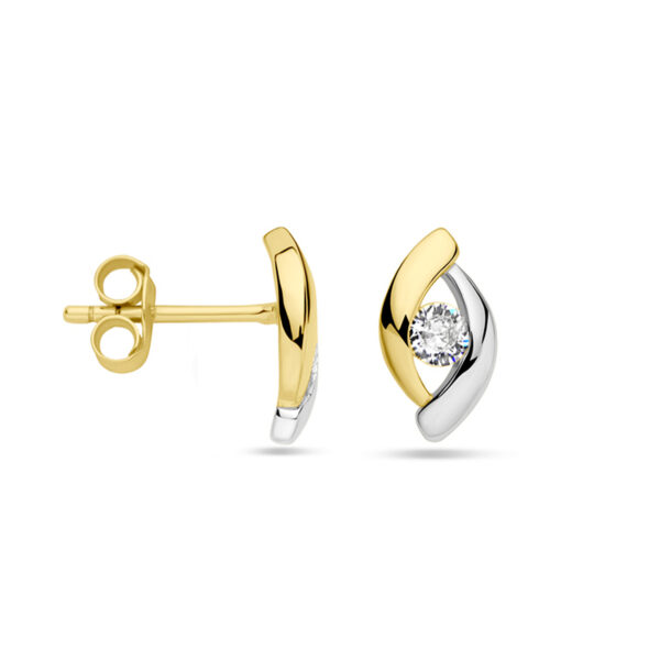 oorknoppen zirkonia 1 micron zilver verguld (geel/rhodium) - Afbeelding 3