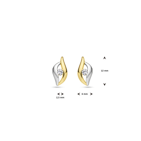 oorknoppen zirkonia 1 micron zilver verguld (geel/rhodium) - Afbeelding 4