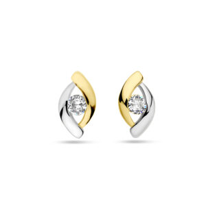 oorknoppen zirkonia 1 micron zilver verguld (geel/rhodium)