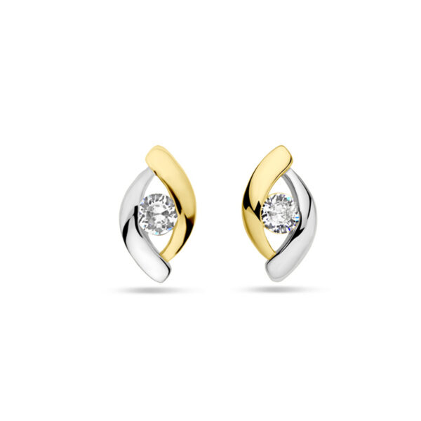 oorknoppen zirkonia 1 micron zilver verguld (geel/rhodium)