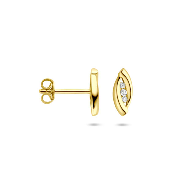 oorknoppen zirkonia 10 mm 14K geelgoud - Afbeelding 3