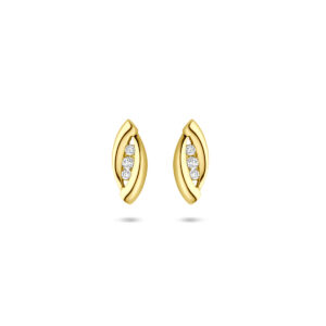 oorknoppen zirkonia 10 mm 14K geelgoud