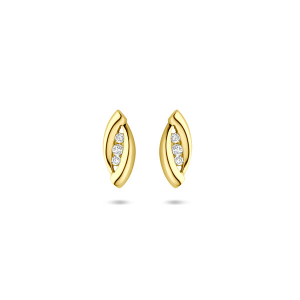 oorknoppen zirkonia 10 mm 14K geelgoud