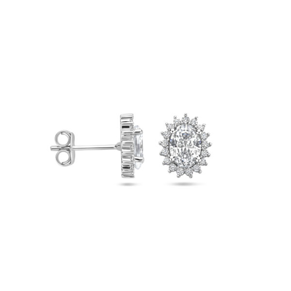 oorknoppen zirkonia 10,5 mm zilver gerhodineerd - Afbeelding 3