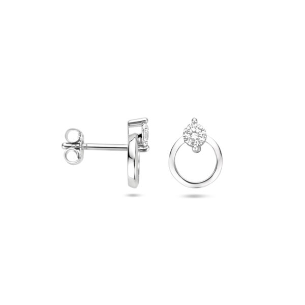 oorknoppen zirkonia 10,5 mm zilver gerhodineerd - Afbeelding 3
