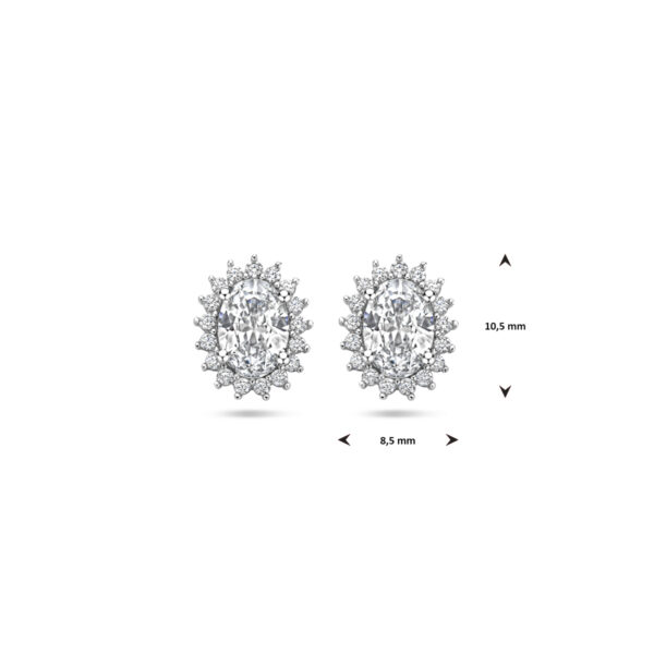 oorknoppen zirkonia 10,5 mm zilver gerhodineerd - Afbeelding 4