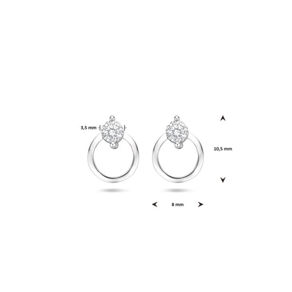 oorknoppen zirkonia 10,5 mm zilver gerhodineerd - Afbeelding 4