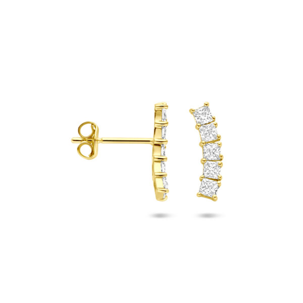 oorknoppen zirkonia 12 mm 14K geelgoud - Afbeelding 3