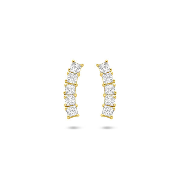 oorknoppen zirkonia 12 mm 14K geelgoud