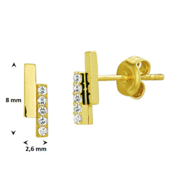 oorknoppen zirkonia 14K geelgoud - Afbeelding 2