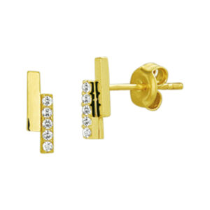 oorknoppen zirkonia 14K geelgoud