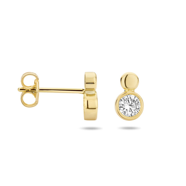 oorknoppen zirkonia 14K geelgoud - Afbeelding 3