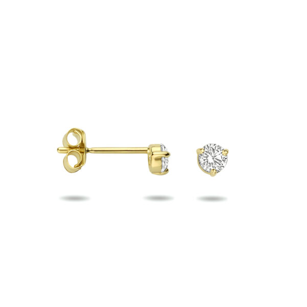 oorknoppen zirkonia 14K geelgoud - Afbeelding 3