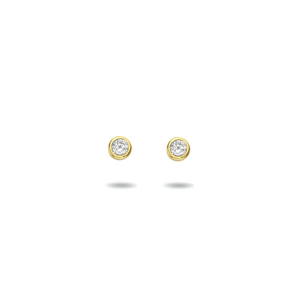 oorknoppen zirkonia 14K geelgoud