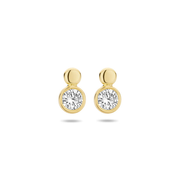 oorknoppen zirkonia 14K geelgoud