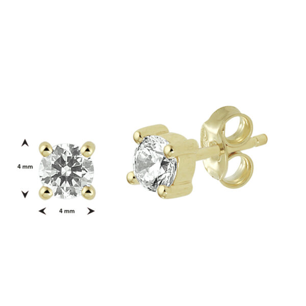 oorknoppen zirkonia 14K geelgoud - Afbeelding 4