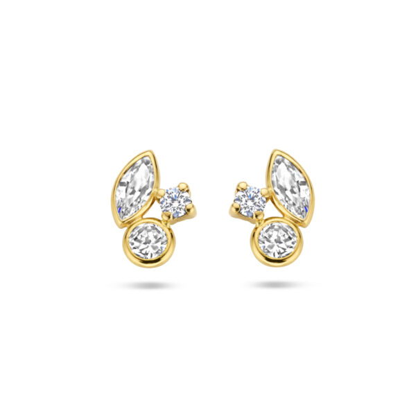 oorknoppen zirkonia 14K geelgoud