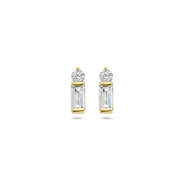 oorknoppen zirkonia 14K geelgoud