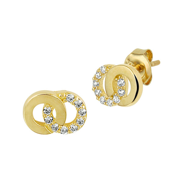oorknoppen zirkonia 14K geelgoud