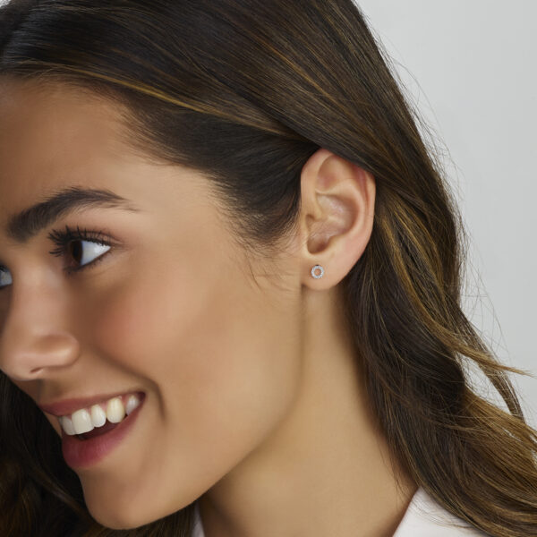 oorknoppen zirkonia 14K witgoud - Afbeelding 2