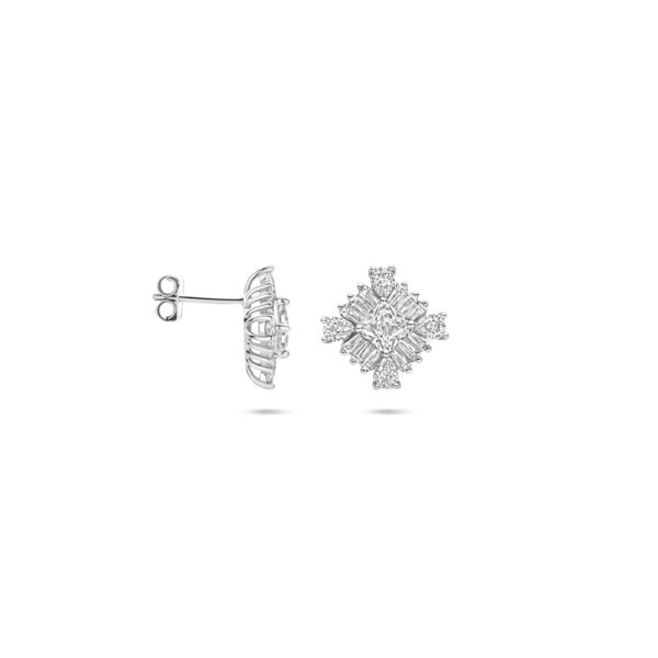oorknoppen zirkonia 15 mm zilver gerhodineerd - Afbeelding 3