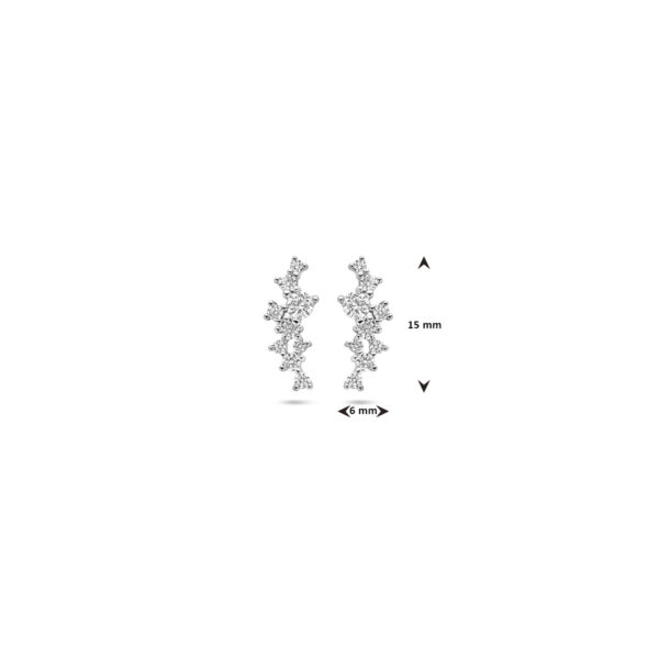 oorknoppen zirkonia 15 mm zilver gerhodineerd - Afbeelding 4