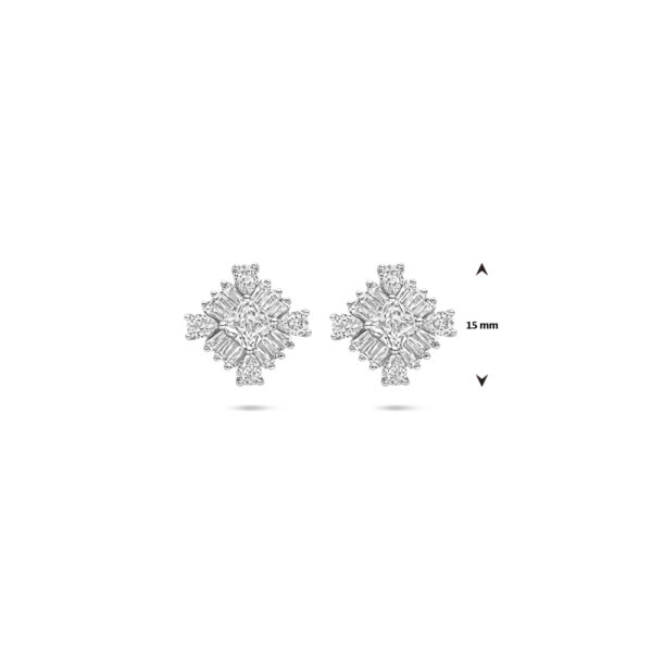 oorknoppen zirkonia 15 mm zilver gerhodineerd - Afbeelding 4
