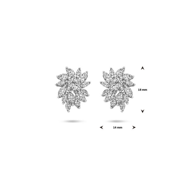 oorknoppen zirkonia 18 mm zilver gerhodineerd - Afbeelding 4