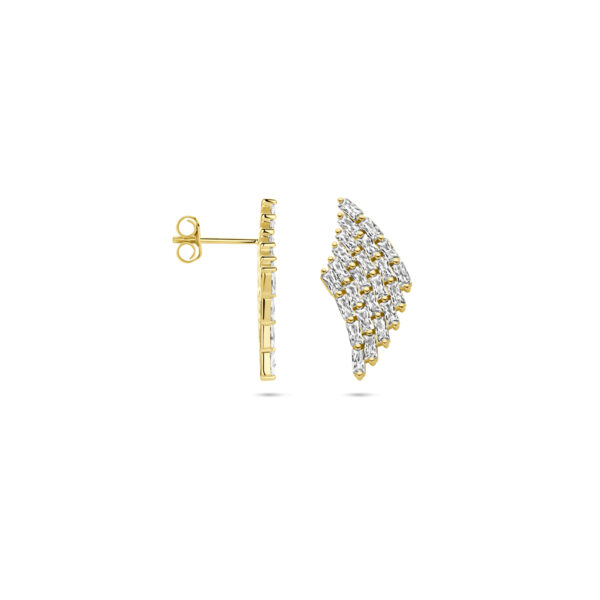 oorknoppen zirkonia 23 mm 1 micron zilver verguld (geel) - Afbeelding 3