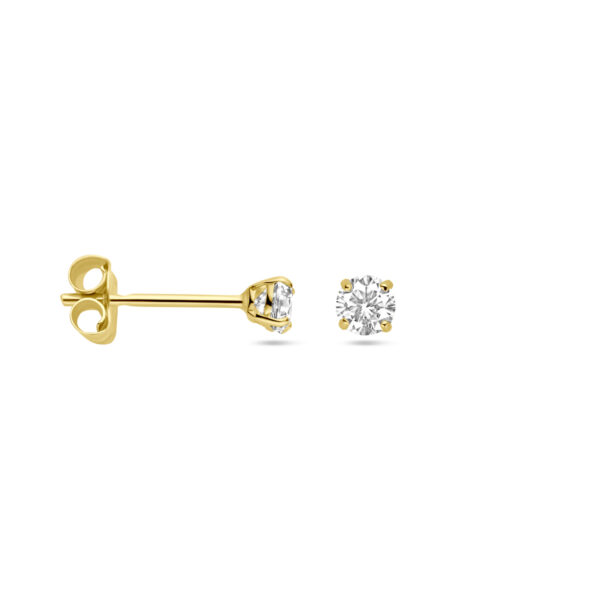 oorknoppen zirkonia 3 mm 14K geelgoud - Afbeelding 3