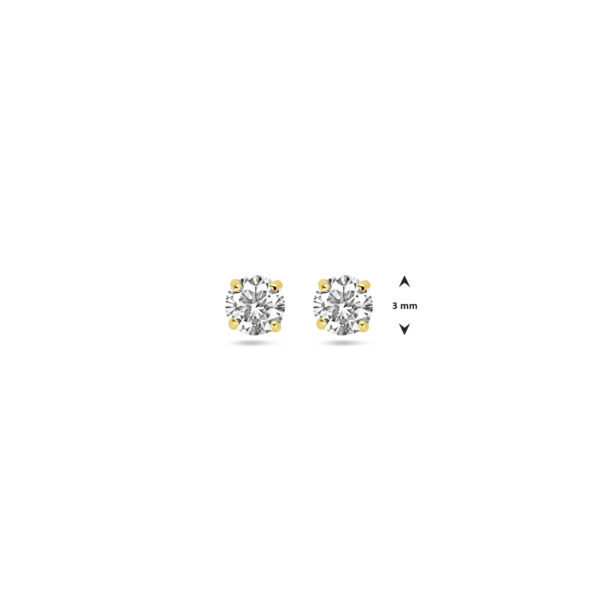 oorknoppen zirkonia 3 mm 14K geelgoud - Afbeelding 4