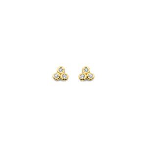 oorknoppen zirkonia 3 mm 14K geelgoud