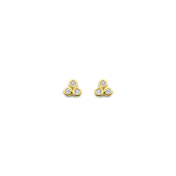 oorknoppen zirkonia 3 mm 14K geelgoud