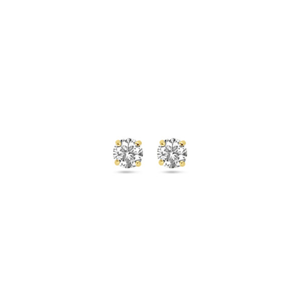 oorknoppen zirkonia 3 mm 14K geelgoud