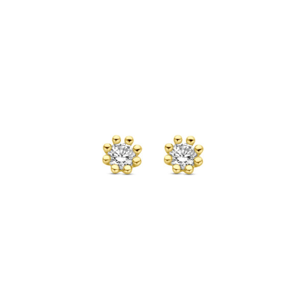oorknoppen zirkonia 3,5 mm 14K geelgoud