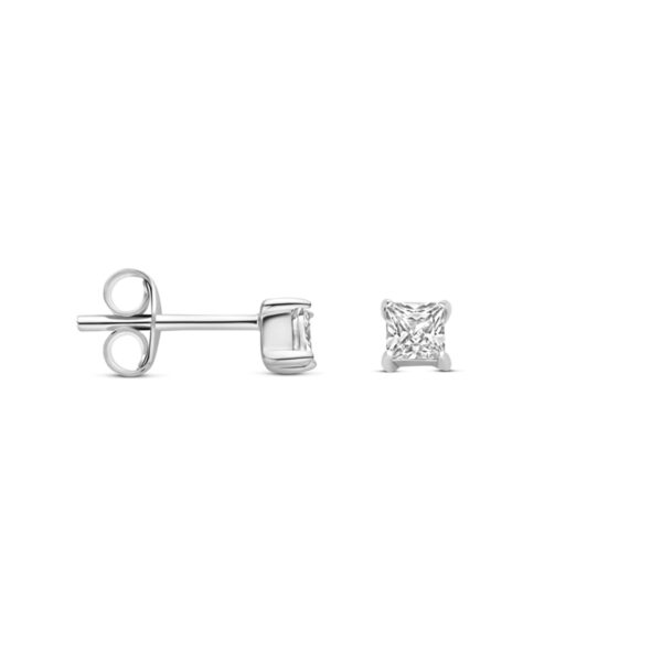 oorknoppen zirkonia 3,5 mm zilver gerhodineerd - Afbeelding 3