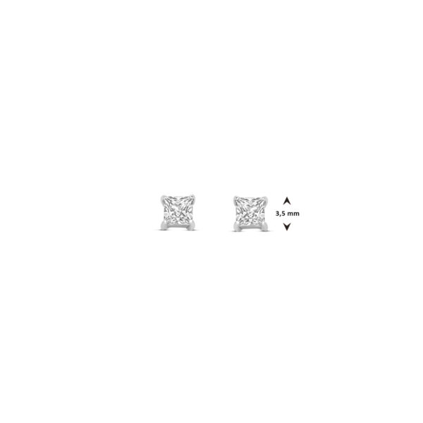 oorknoppen zirkonia 3,5 mm zilver gerhodineerd - Afbeelding 4
