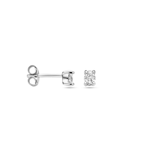 oorknoppen zirkonia 4 mm zilver gerhodineerd - Afbeelding 3